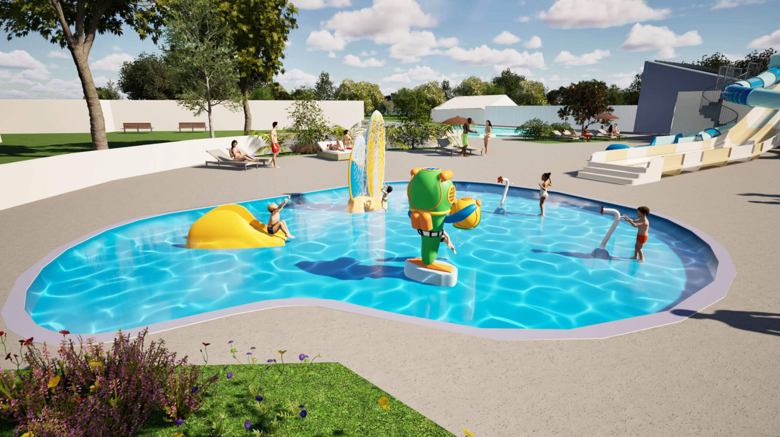 Paddling pool at a campsite in Vendée